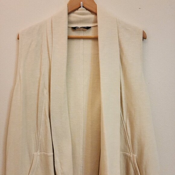 The North Face Long Open Front Slvles Duster Cardigan Beige Women M Athleisure - Picture 3 of 13